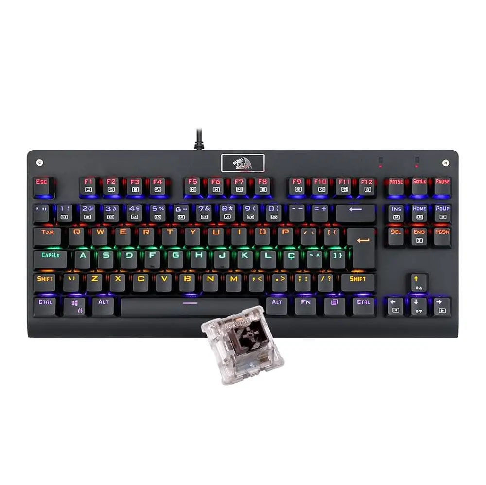 Teclado Mecânico Redragon Dark Avenger Preto Iluminação Rainbow Switch Azul K568R